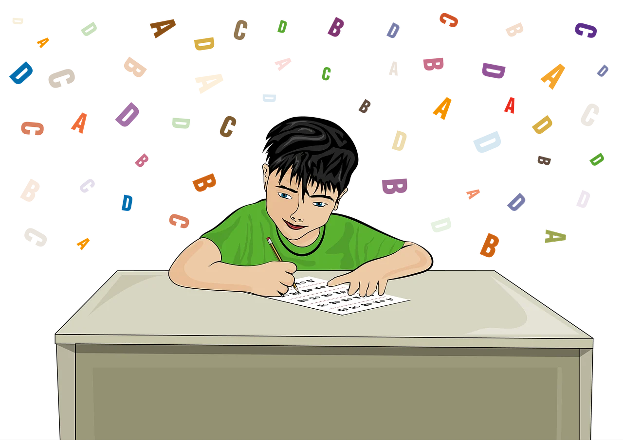 Ilustrasi siswa mengerjakan kuis